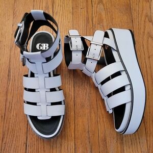 Gianni Bini GB On Trend White Leather Platform Gladiator Sandals Double Buckle 7